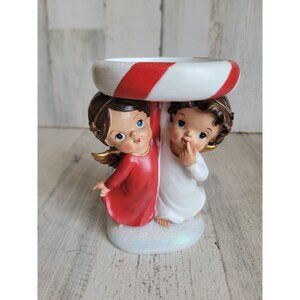 Angel kid peppermint candle holder pillar Xmas home‎ decor
